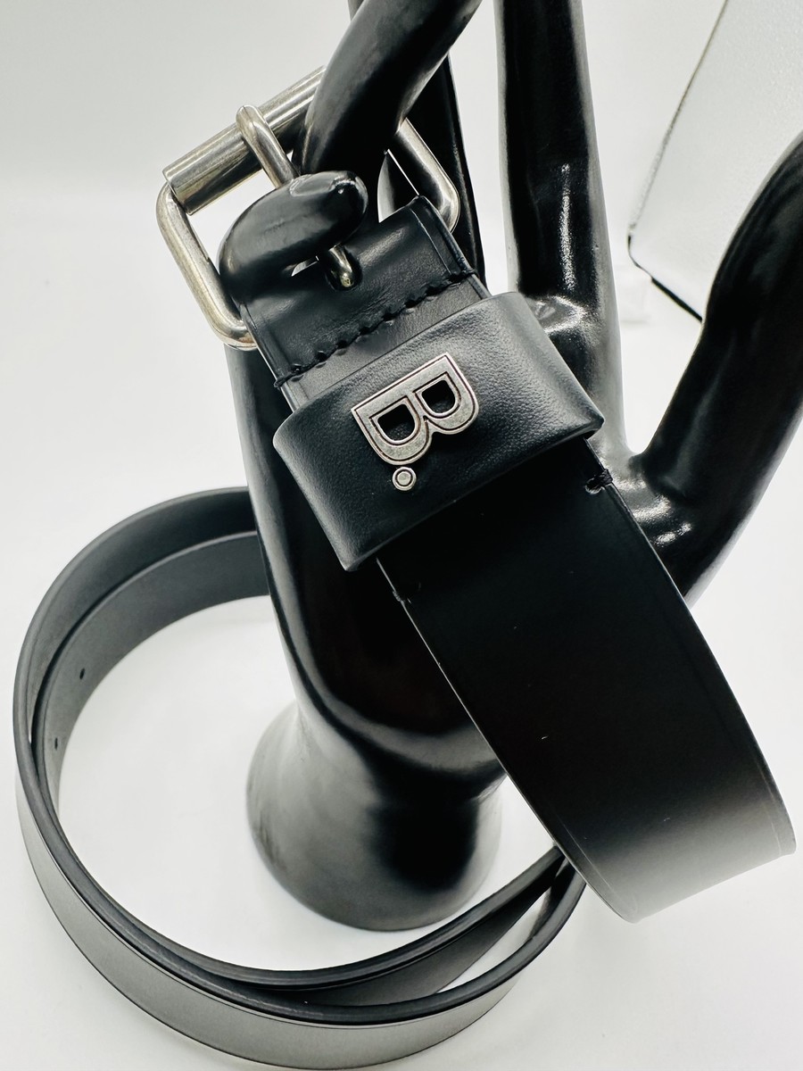 BALENCIAGA Men's Belt Accessory BB Logo Black Leather Dust BALENCIAGA Men's Belt Accessory BB Logo Black Leather Dust