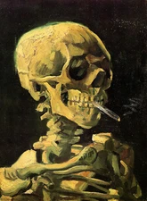Skull with Burning Cigarette by Vincent Van Gogh, Canvas Print, in various sizes