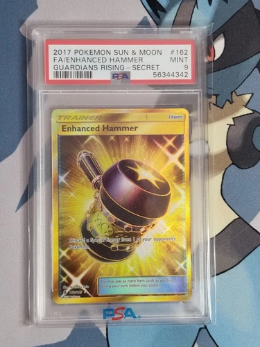 Pokemon Sun & Moon Guardians Rising Enhanced Hammer 162 Secret Rare Gold PSA 9