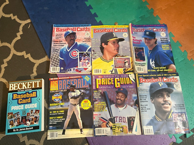 7 Vintage Baseball Cards Magazine, Beckett Price Guide, Baseball