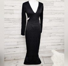 Express Long Black Maxi Floor Length Gown Dress with Side Cutouts Size 8