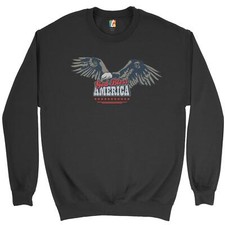 God Bless America Sweatshirt 4th of July Bald Eagle Patriotic Crewneck