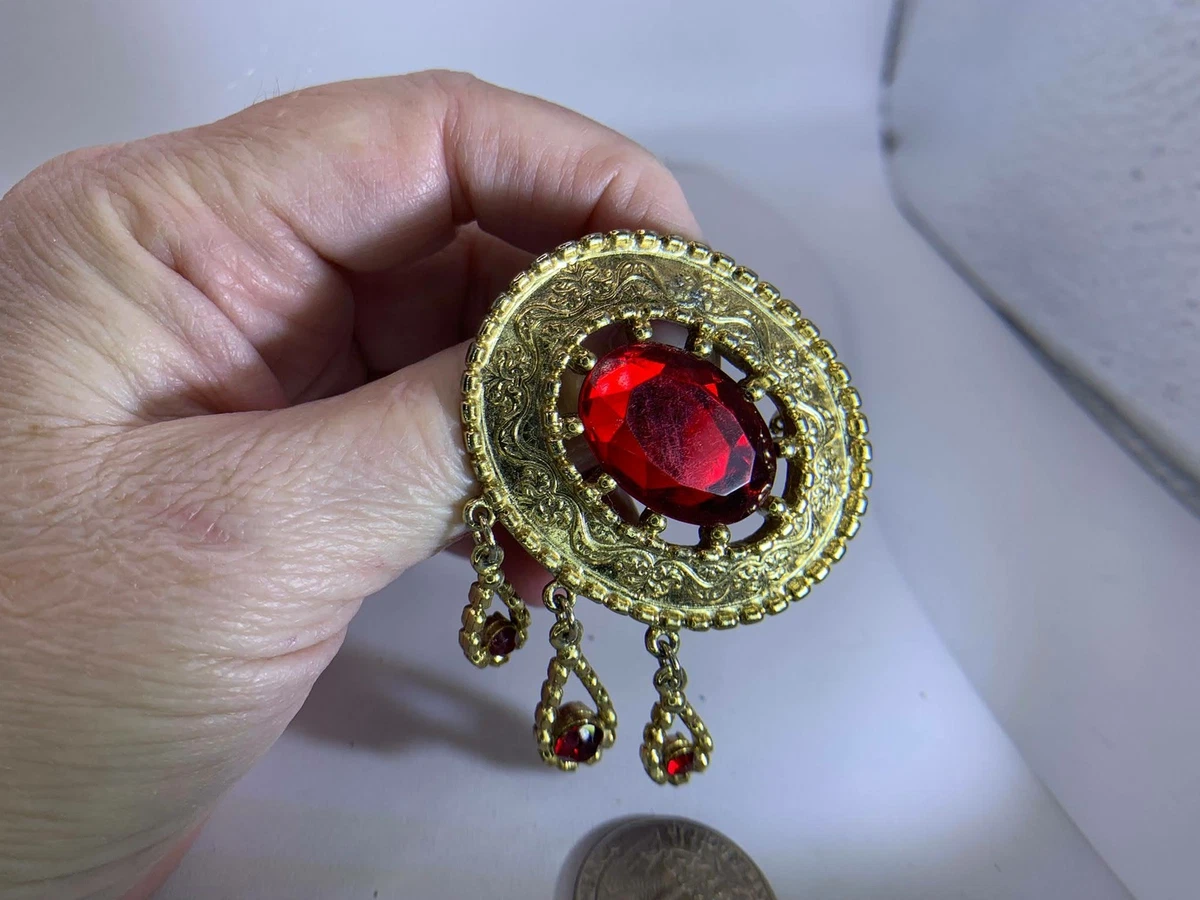 Large cheap red brooch
