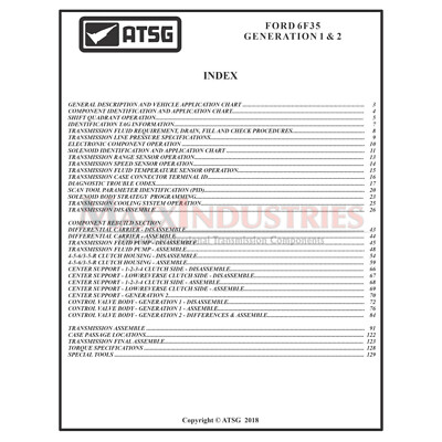 6F35 Transmission Rebuild Book ATSG Techtran™ Manual for Ford