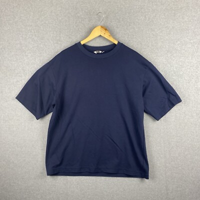 Uniqlo AIRism T Shirt Mens XL Navy Blue Blank Short Sleeve Cotton