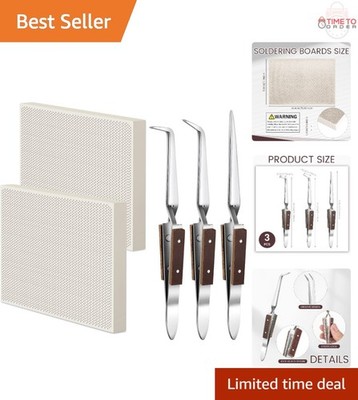 Soldering Ceramic Blocks Set with Lock Tweezers for Jewelry Making Repair