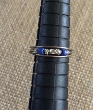 Niebieski i srebrny 925 srebrny regulowany pierścionek na palce