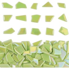 200g Iridescent Green Glass Mosaic Tiles - Perfect for DIY Crafting Projects