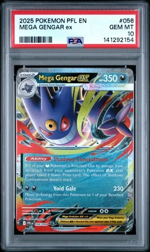 2025 Pokemon Pfl En-Phantasmal Flames #056 Mega Gengar Ex PSA 10