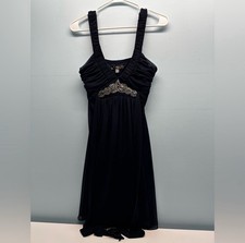 Women’s city triangles navy blue flowy sleeveless gem bedazzled cocktail dress M
