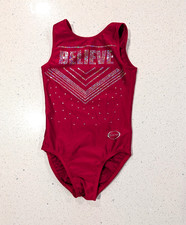 CHRISTMAS Red Ozone Gymnastics Dance Leotard Red Medium warrior style BELIEVE