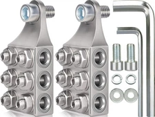 12-Way 10AWG Up to 4/0 AWG Gauge Battery Terminal Connectors, Top Post Silver