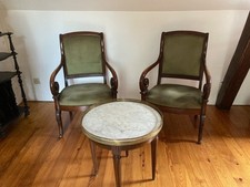 Anciens Fauteuils à Crosse de style Louis Philippe Restauration Charles X