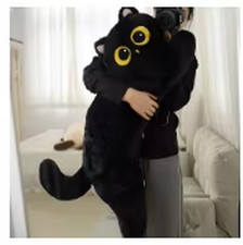 Peluche Gatto Nero Cuscino Logico Gatto Bambola Peluche Carino Testata Letto Lun