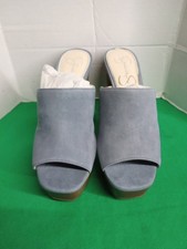 Jessica Simpson Women's Ash Blue Suede Camree Open Toes Mules Heeled Size 6 Med
