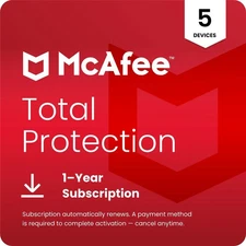 McAfee Total Protection 1-Year | 5 Device |   Same hour Delivery🔥🔥