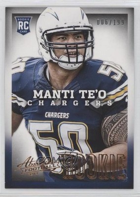 2013 Panini Absolute Rookie Retail 6/199 Manti Te'o #159 Rookie RC 00gy