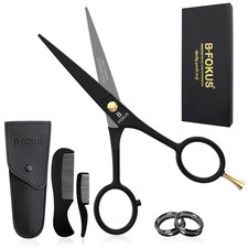 5" Premium Beard Mustache Scissors, Black High Carbon Stainless Steel Beard Scis