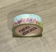 New Sticker Guru Blue Floral Flowers washi tape 15 mm roll NIP