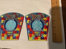 Police Massasoit Massachusetts Community College collectors patch set 2 pieces .