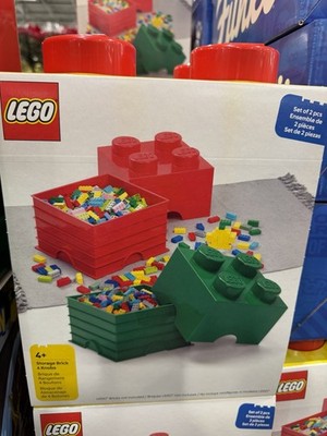 LEGO Storage Brick Box 4 Knobs Set of 2 Pieces