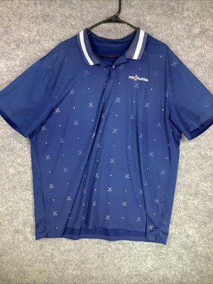 Nike Dri-Fit THE PLAYERS Golf Polo Navy Club Print Shirt Men s