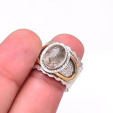 Black Tourmaline - Brazil Oxidised 925 Sterling Silver Ring S.7 R34