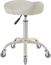Beige Thickened Hydraulic Rolling Saddle Swivel Stool Beauty Tattoo No Noises