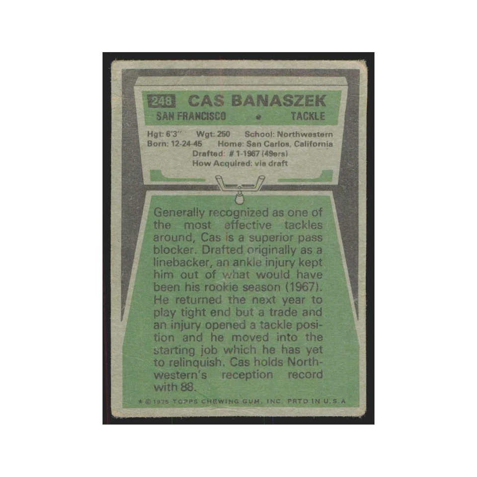 1975 Topps Cas Banaszek 49ers #248.0 - Image 2 of 3