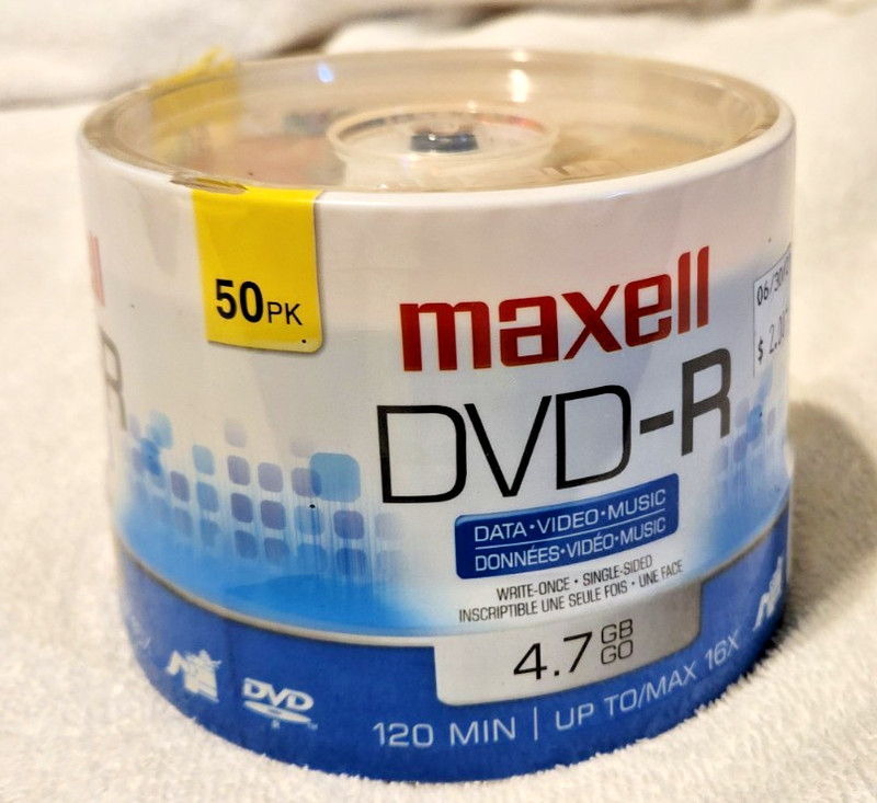 Maxell DVD Recordable Media, MAX638011, DVD-R Media, 16x Speed, 4.70 GB Capacity