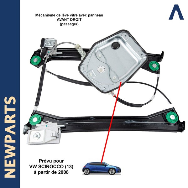 Newparts Mechanismus Fensterheber Vorne Rechts FüR VW Scirocco III 1K8837462E-image