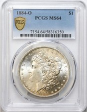 1884-O $1 Morgan Silver Dollar PCGS MS64 - Cartwheel Luster / Toned