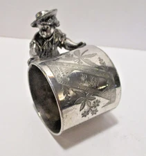 Antique Victorian Napkin Ring Working Lad Rolls Napkin Ring