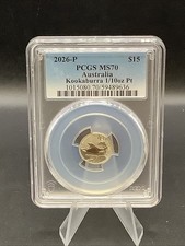 2026-P Australia Kookaburra 1/10 oz Platinum PCGS MS70 $15 Platinum Coin 2720.00 per troy oz