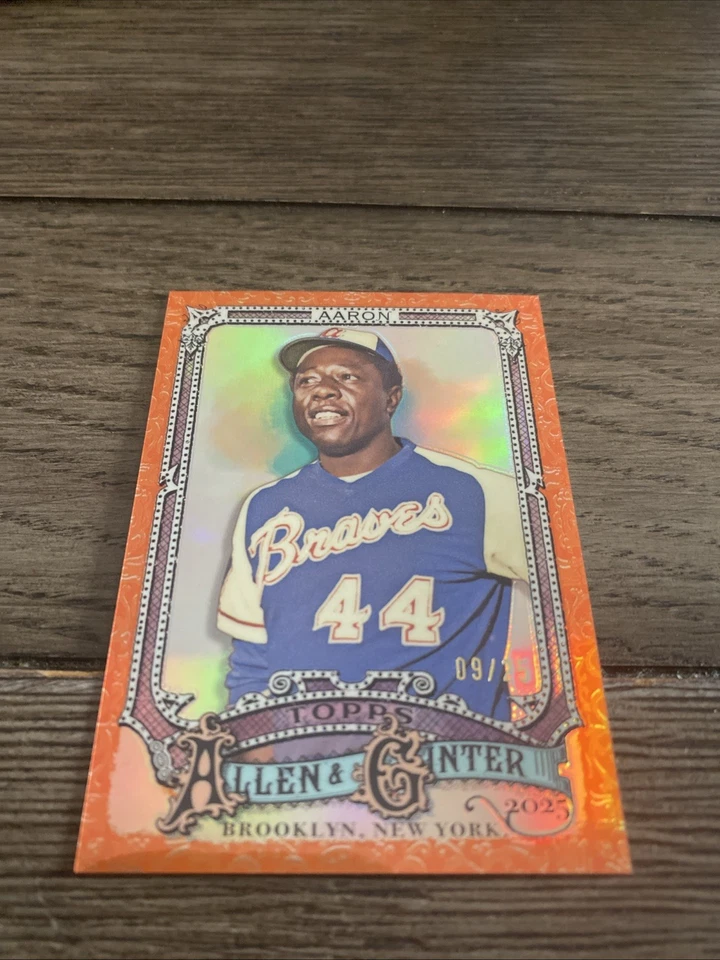 2025 Topps Allen & Ginter Chrome Hank Aaron #13 оранжевый переливающийся /25 Braves - Изображение 3 из 4