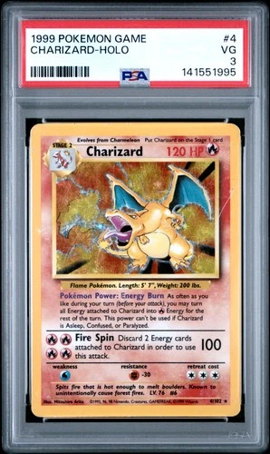 PSA 3 Charizard Holo 4/102 Pokemon Game