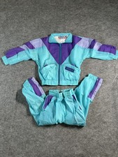 Vintage Jordache Tracksuit Kids 4 Blue Purple Colorblock Athletic Sweatsuit 90s
