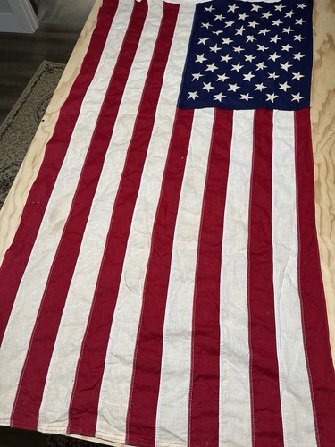 American Flag 50 Stars US American Flag Cotton 31" X 56" With Hard Plastic Eagle