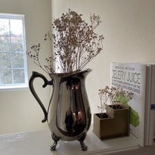 Vintage Footed Silver-plated Water Pitcher With Ice Guard