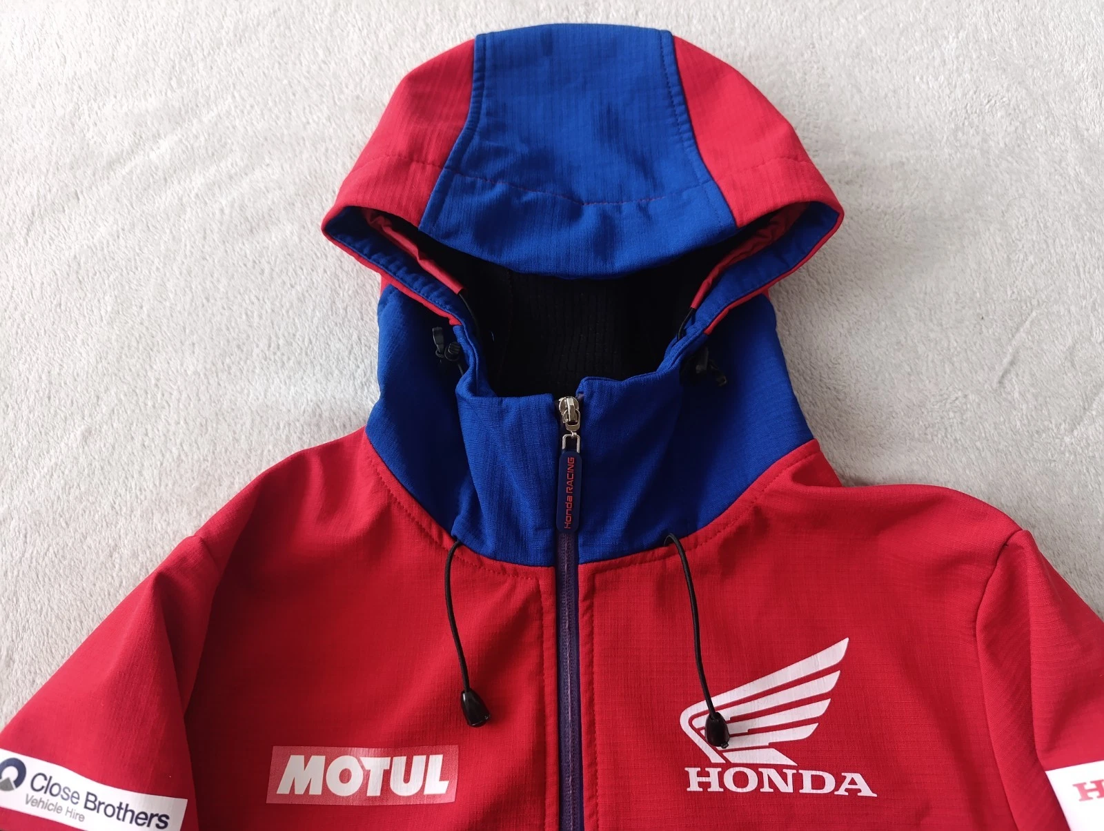 Honda Racing HRC Motul Motorsport mens Red Blue Softshell Hooded Jacket size M image 7