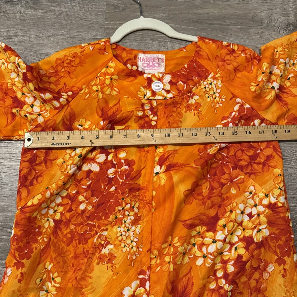 Vestido Vintage Harriets Hawaiano Naranja Floral Hasta la Rodilla Años 70 Hawaii Playa Talla M Foto 3 de 4