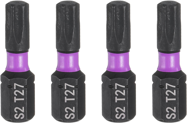 4 StüCk T27 Schraubendreher Torx Bit Set, 1/4 Zoll Sechskantschaft 25Mm/1 Zoll L-image