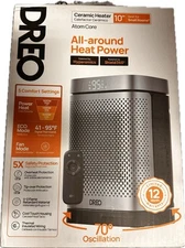 DREO 1500W Atom Core PTC Heating Oscillating Tower Space Heater with Remote