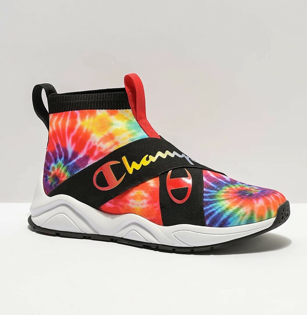 Champion Men Rally Crossover High Top Tie Dye Shoes Size 9.5  Red Yellow Blue