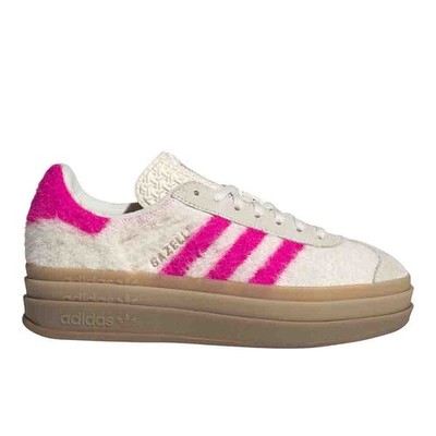 adidas Gazelle Bold Lace Up  Womens White Sneakers Casual Shoes JS3908