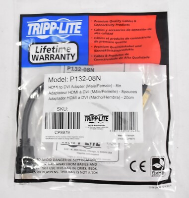 Tripp Lite DVI Female To HDMI Male Adapter P132-08N