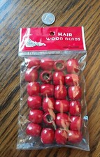 24 Red Wooden Dredlock Spacer Beads/macrame2