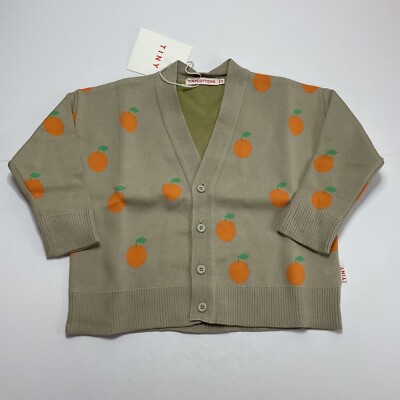 Tiny Cottons Cardigan Kids 2Y/3Y Dark Vanilla/Oranges Made in Spain NWT