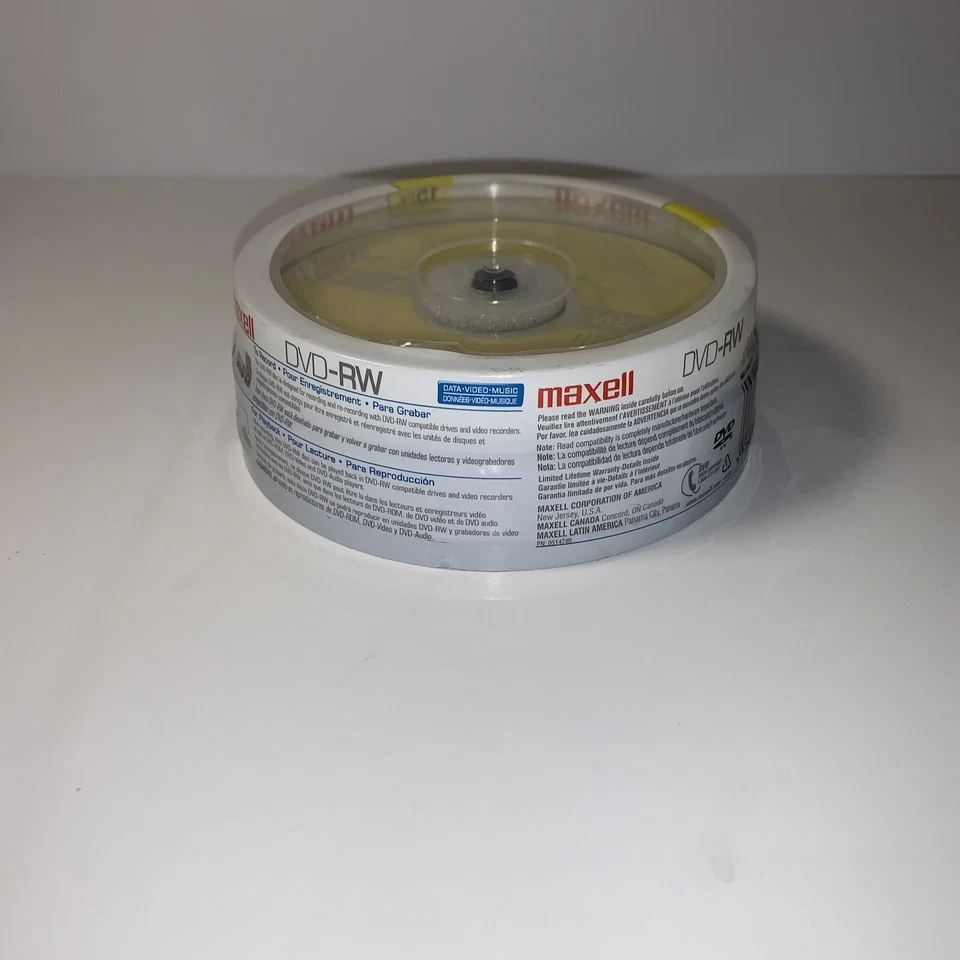 WB Maxell 635117 DVD-RW DVD Rewritable DVD Discs 4.7GB 2X 120 Min Spindle 15Pack - Image 2 of 3