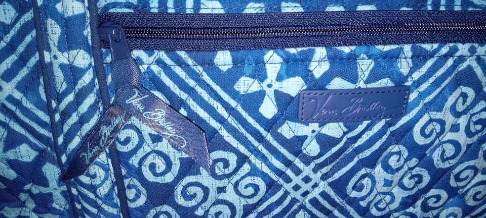 Bolsa de viagem Vera Bradley feminina assinatura algodão grande azulejos cubanos rara - Imagem 2 de 3